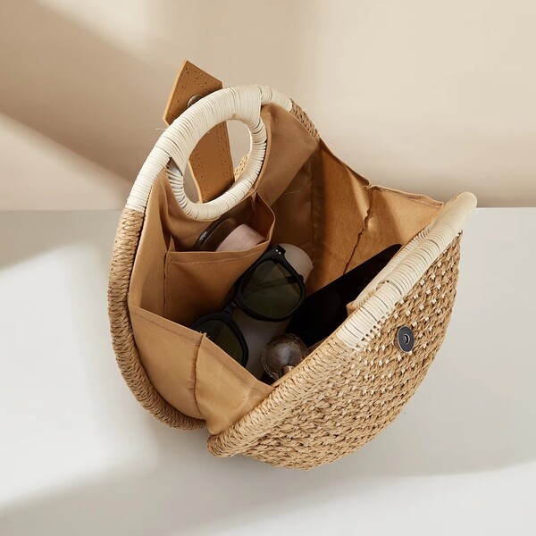 Beach Round Large Capacity Crochet Tote Bag