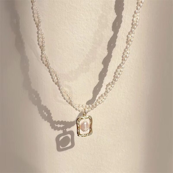 Simple Double Layer Imitation Pearl Necklace
