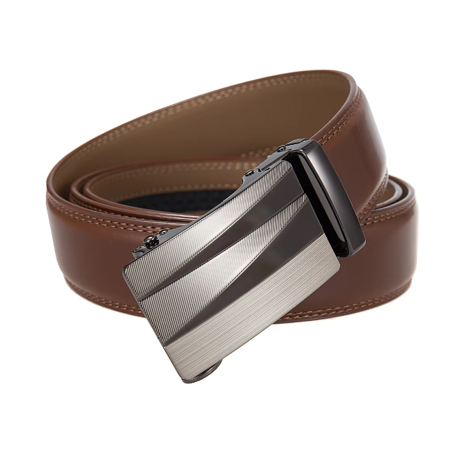 Alloy Automatic Buckle Ratchet Cow Hide Belt