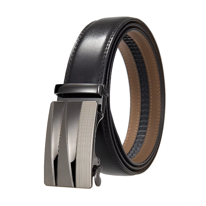 Alloy Automatic Buckle Ratchet Cow Hide Belt