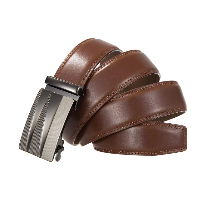 Alloy Automatic Buckle Ratchet Cow Hide Belt