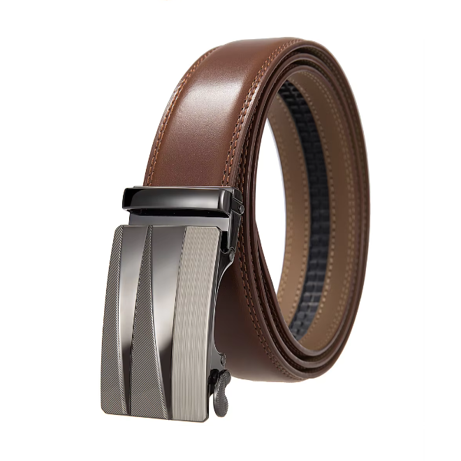 Alloy Automatic Buckle Ratchet Cow Hide Belt