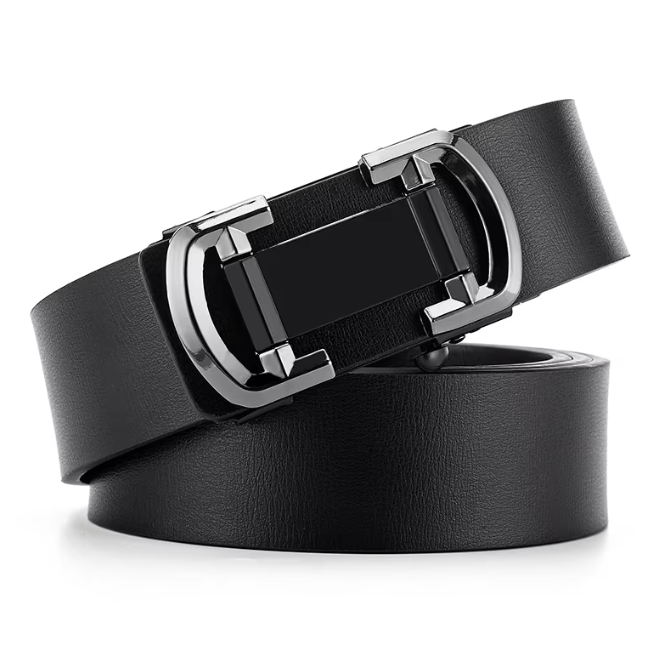 Mens Business Automatic Buckle PU Leather Belt