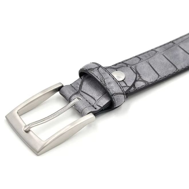 Crocodile Pattern Embossed Casual Genuine Cowhide Leather Belt