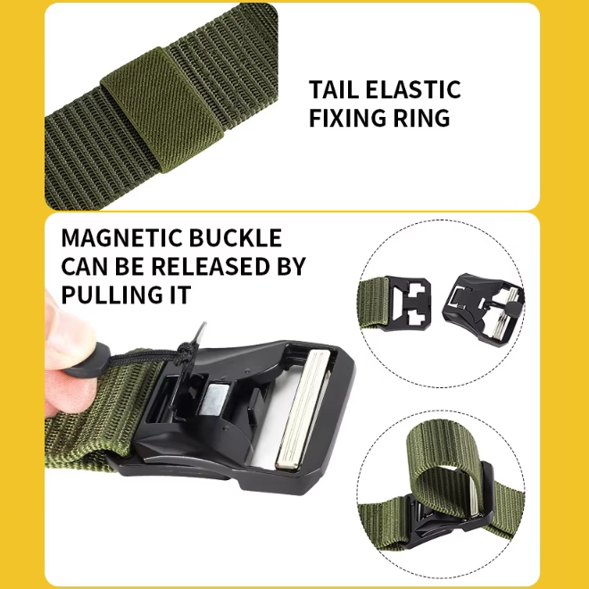 Polyester Fabric Belt Adjustable Quick Release Buckle Tactical Belt for Men